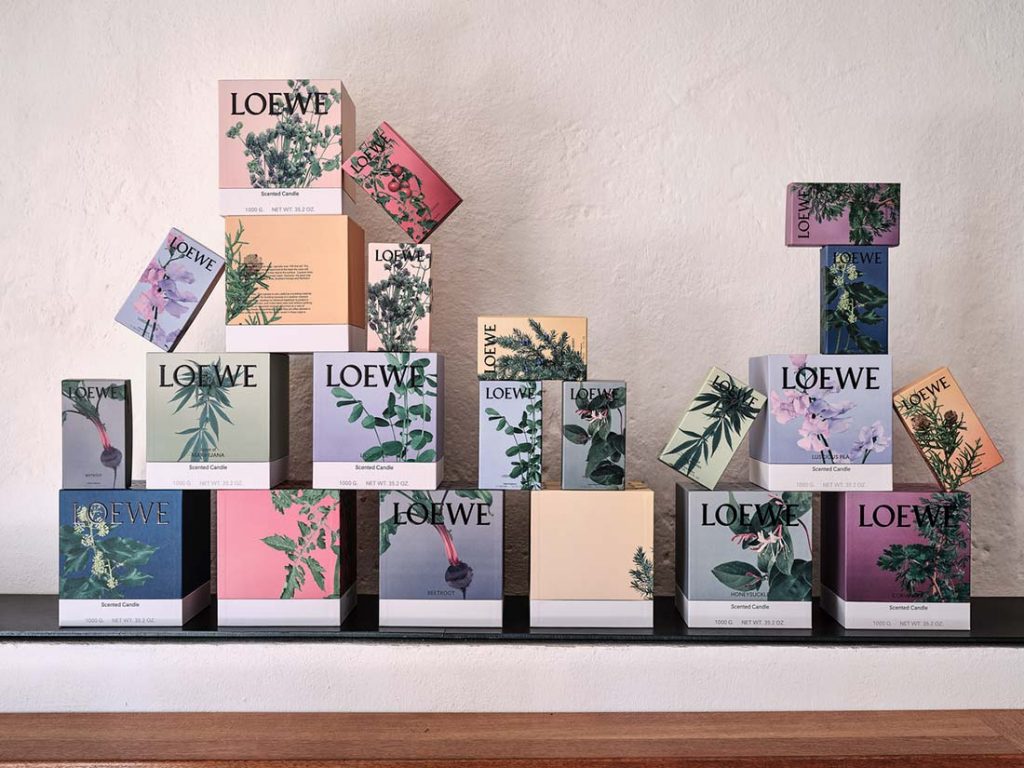 Caixas sobrepostas da coleção Loewe Home Scents