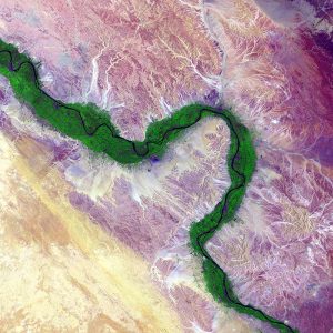 Rio Nilo, Sudão. Imagem captada por satélite por USGS